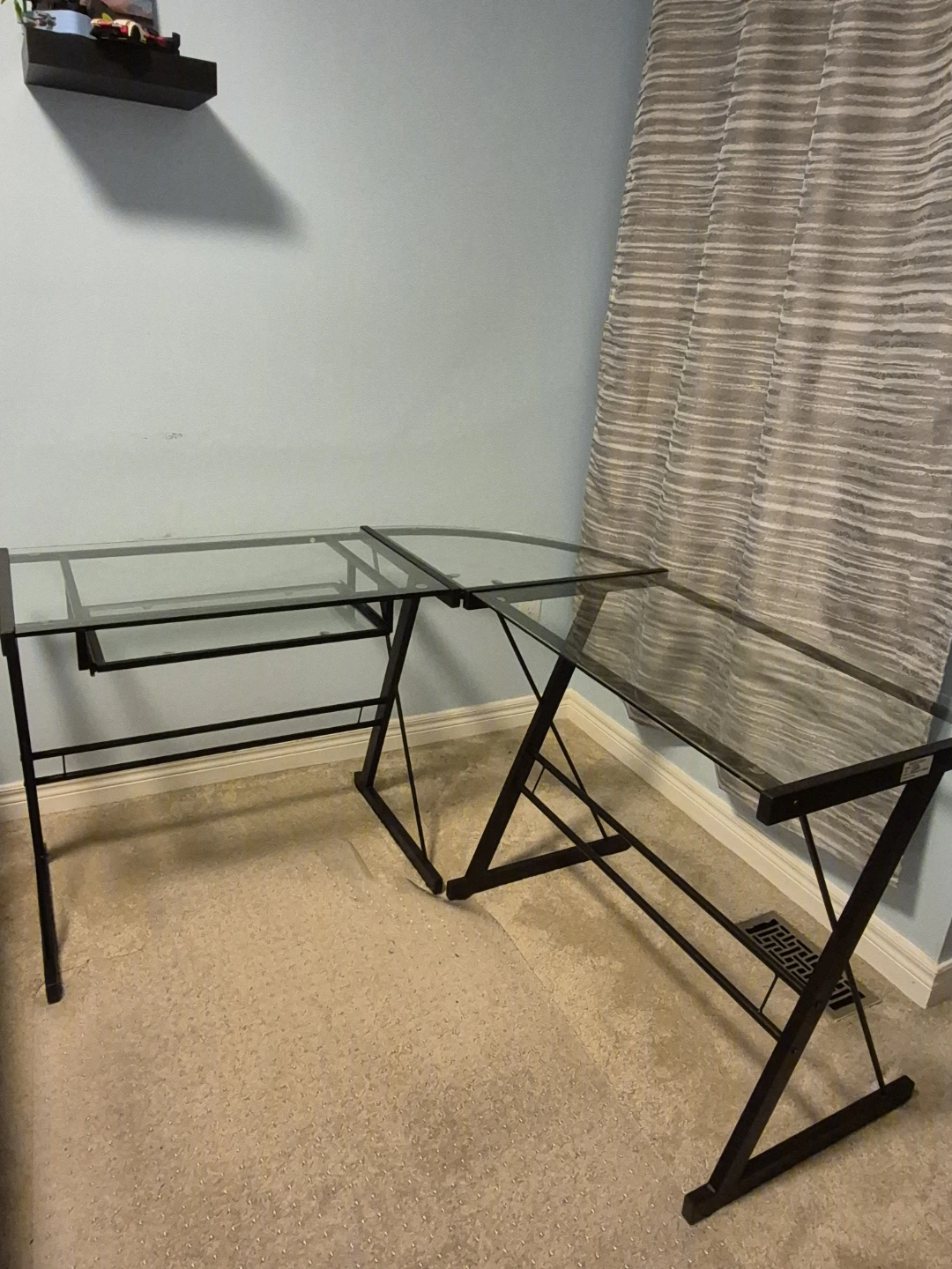L-Shaped Glass Top Desk