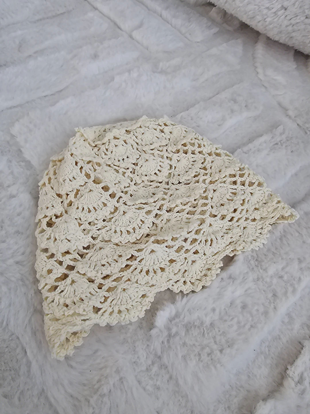 Cream Crochet Bucket Hat
