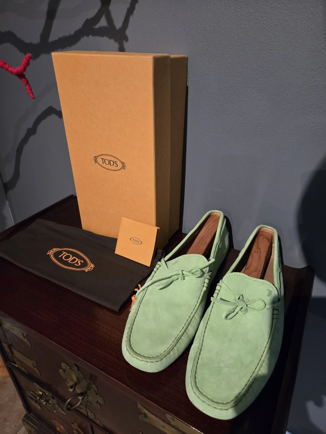 TOD'S Suede Driving Moccasins - Light Green - photo 2