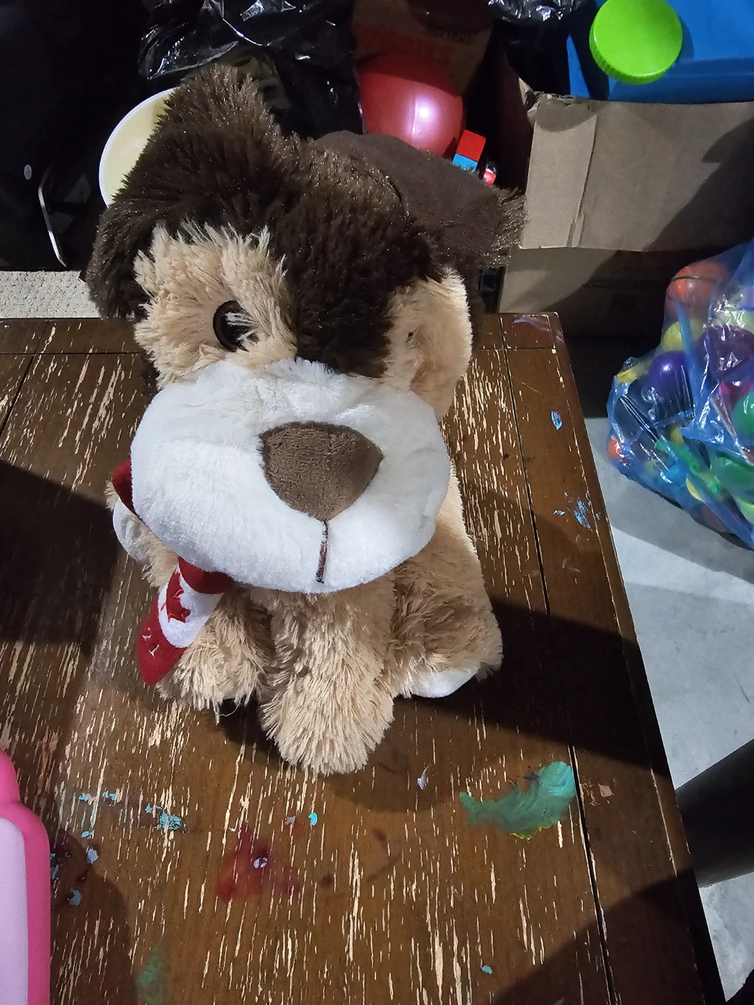 Plush Dog with Canadian Scarf