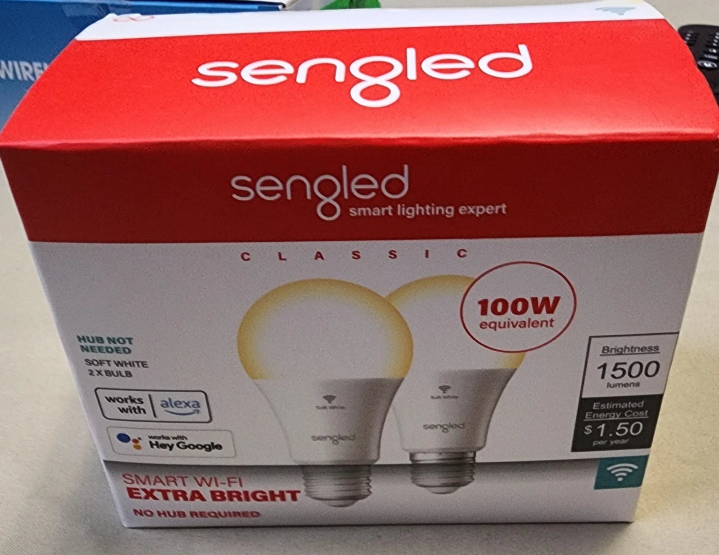 Smart Wi-Fi LED Bulb, Soft White, 100W Equivalent (2 Pack)