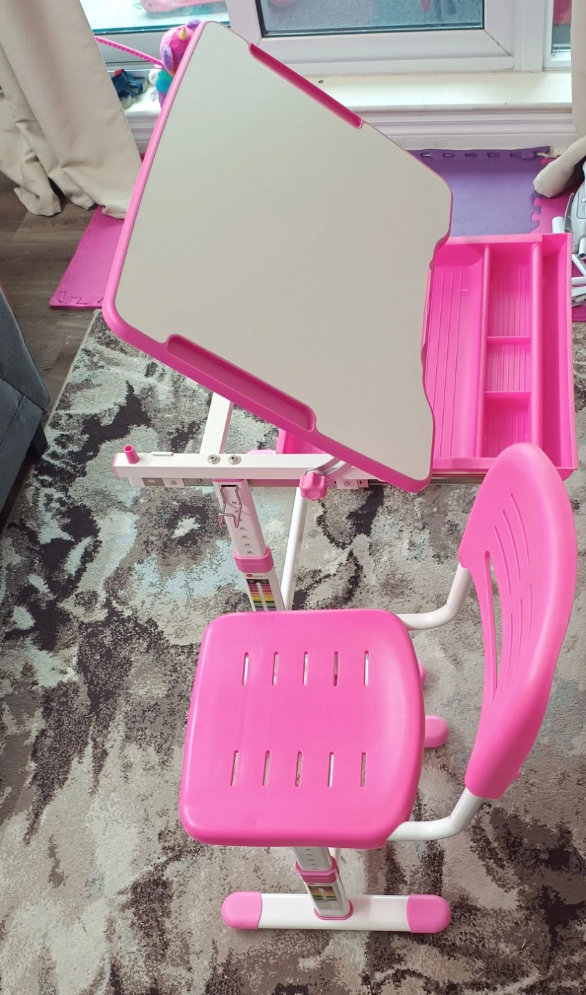 Pink Adjustable Kids Desk and Chair Set