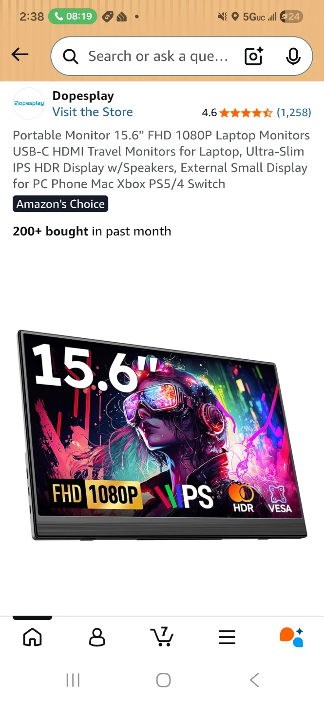 Dopesplay 15.6" FHD 1080P Portable Laptop Monitor
