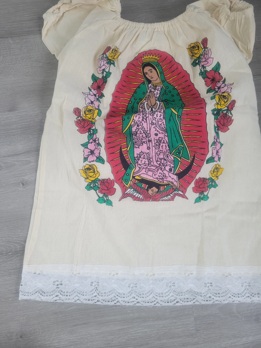 Cream "Virgen de Guadalupe" Dress with Lace Trim - photo 2