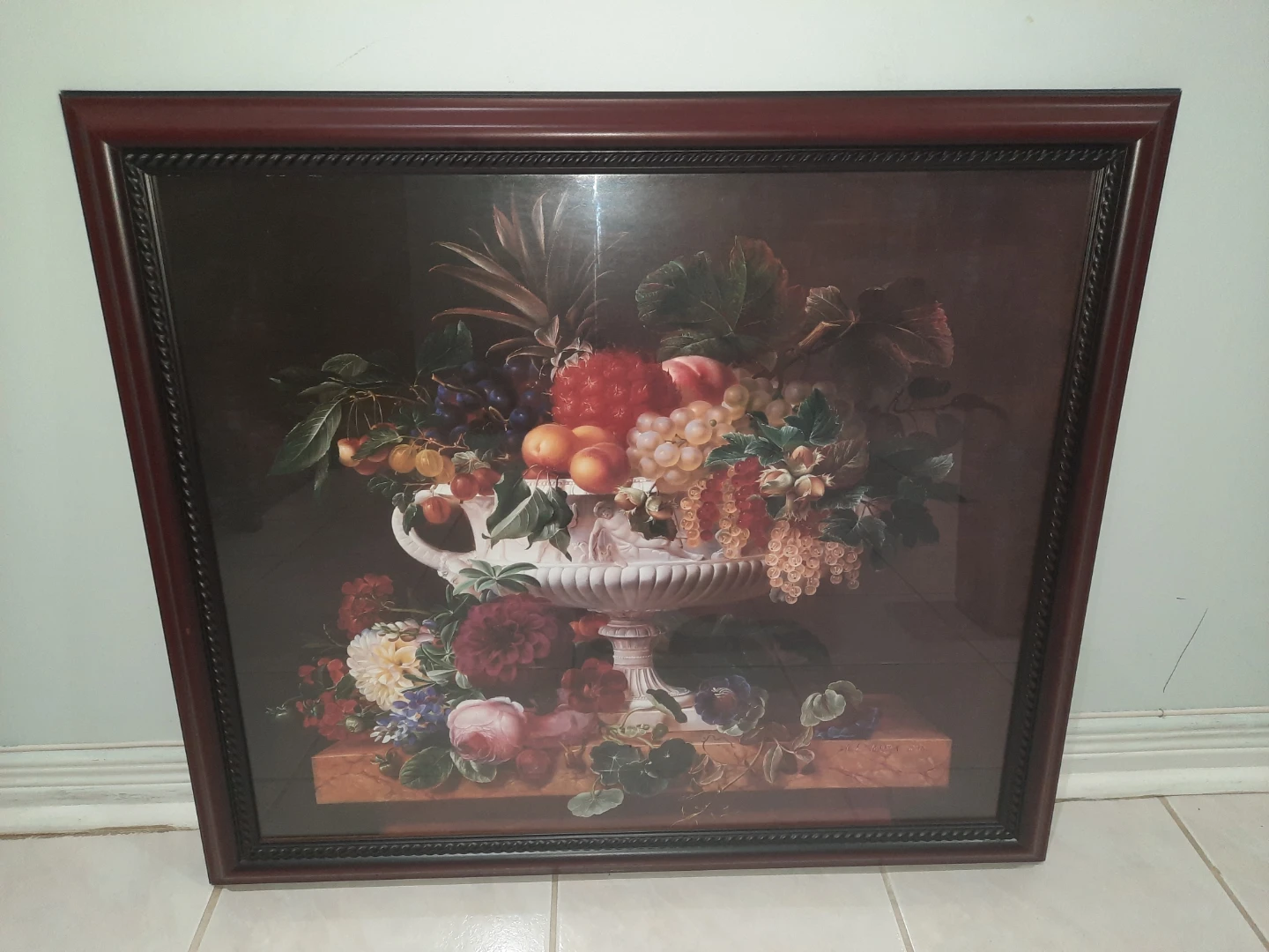 Framed Still Life Fruit and Floral Art Print