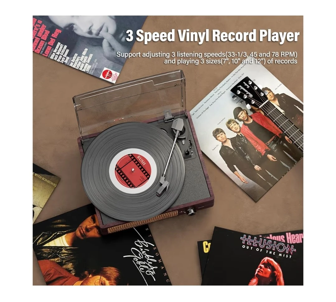 3 Speed Vinyl Record Player with Bluetooth - photo 3
