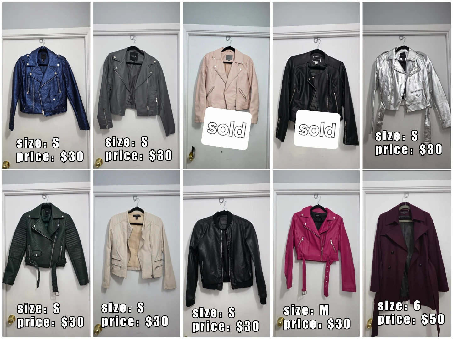 Faux Leather Jackets - Various Colours & Sizes