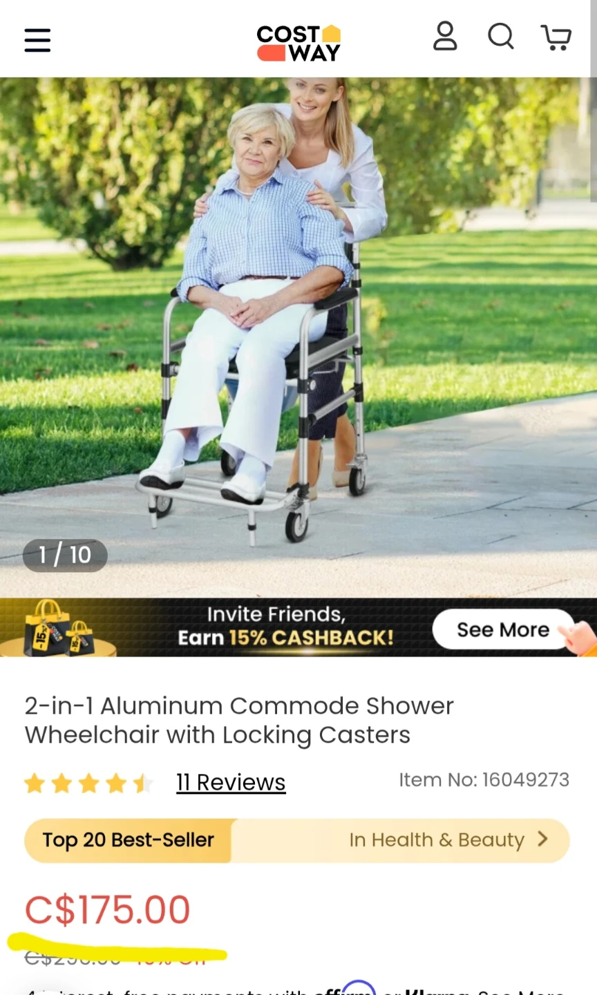 Costway Aluminum 2-in-1 Commode/Wheelchair. ♿🦽 - photo 3