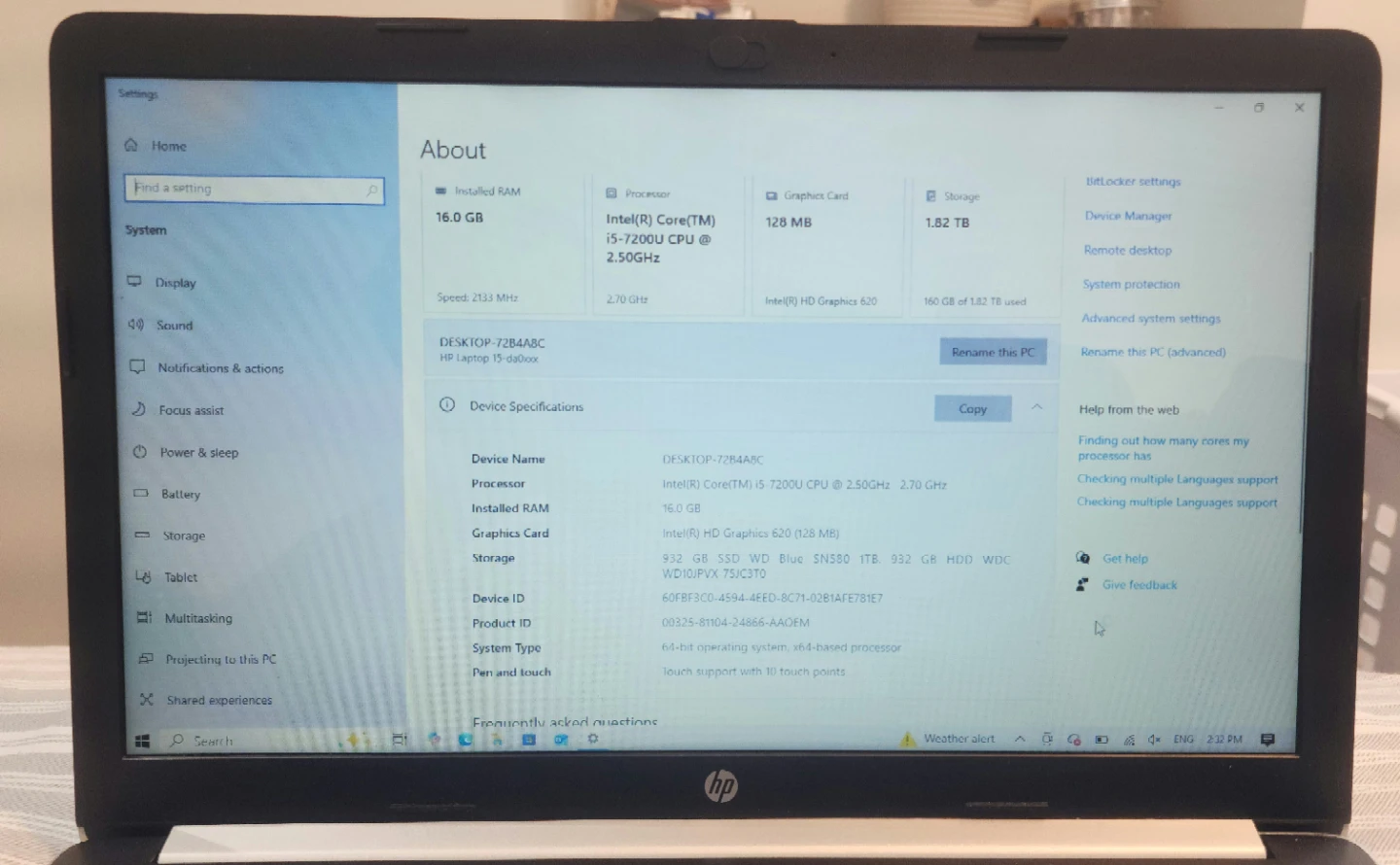 HP Touchscreen laptop