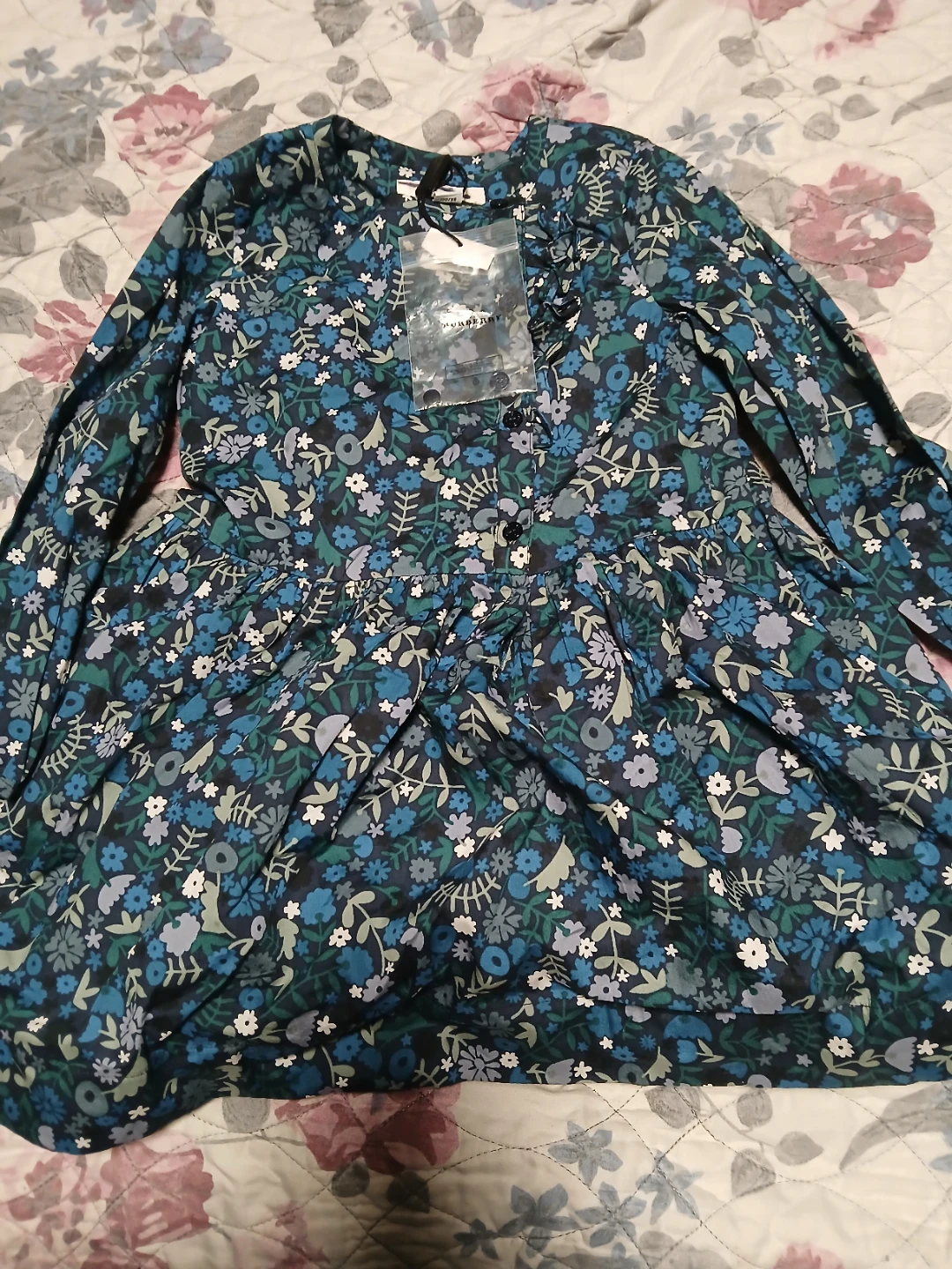 Burberry Blue Floral Dress kids size 4y