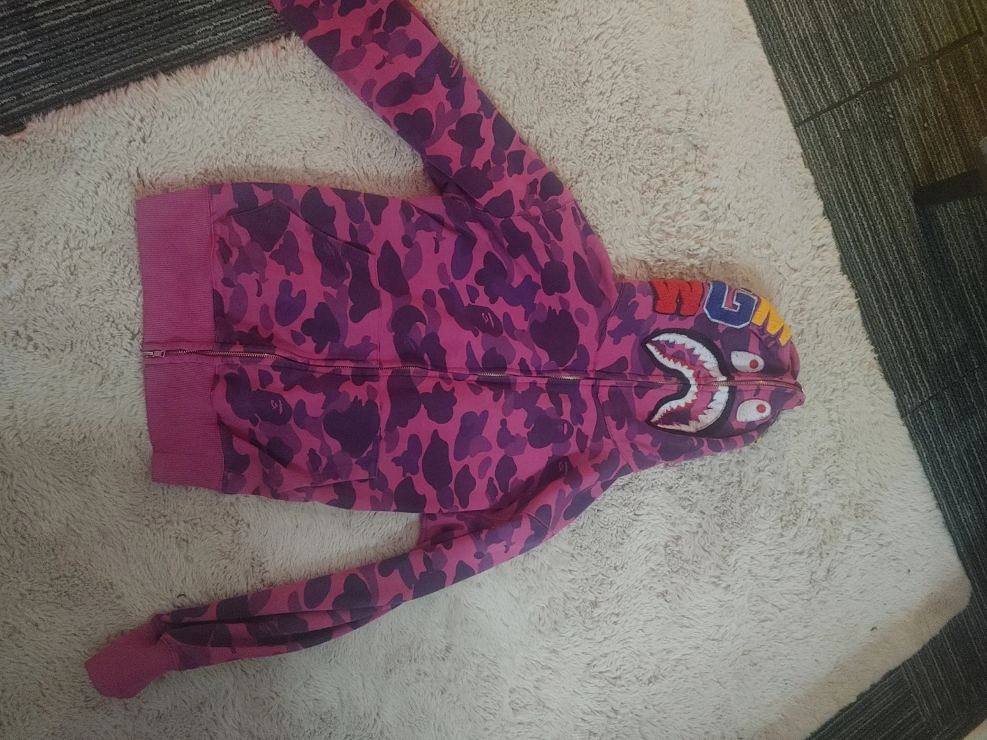 BAPE Full Zip Hoodie Shark Camo Pink Purple