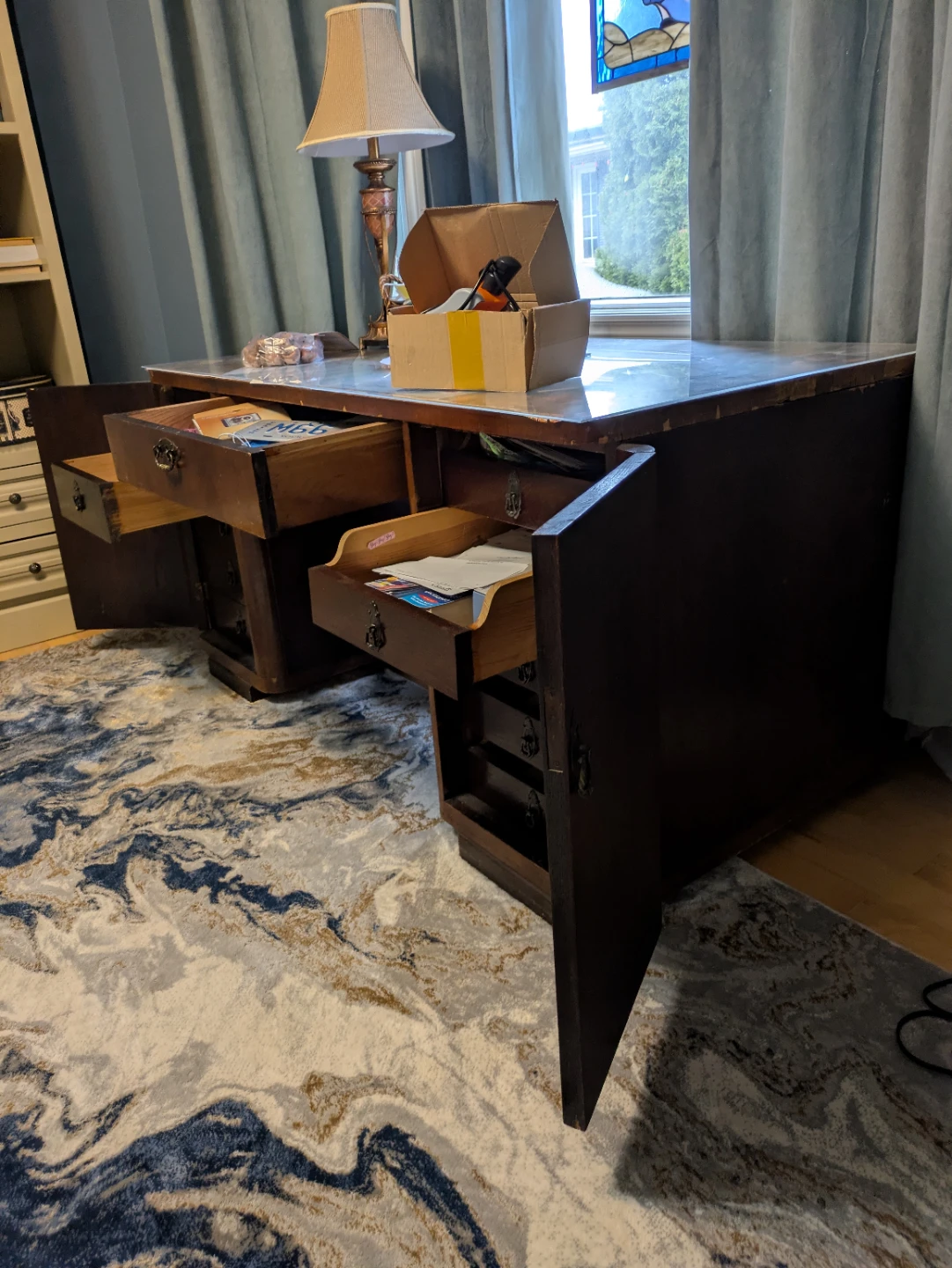 Antique Wooden Desk with Drawers