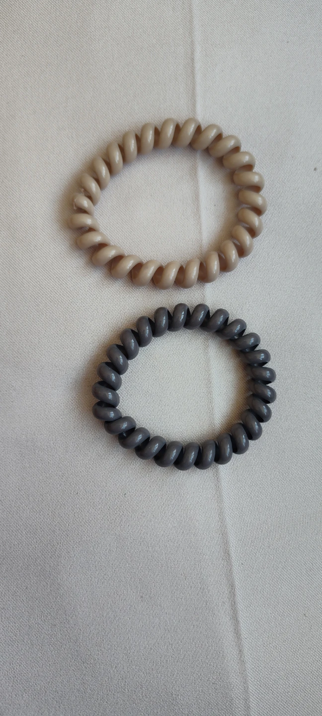 Spiral Hair Ties - Beige & Grey