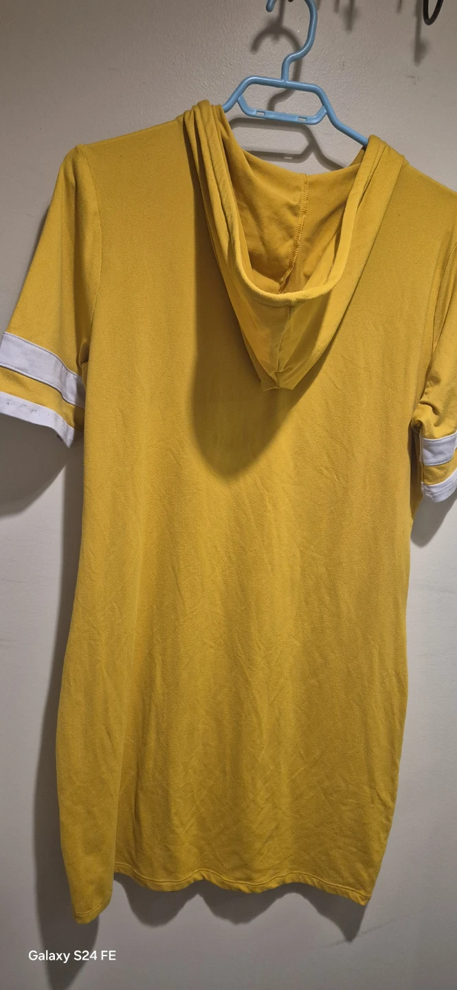 Bluenotes Yellow Short Sleeve Hoodie Dress - Size L - photo 5