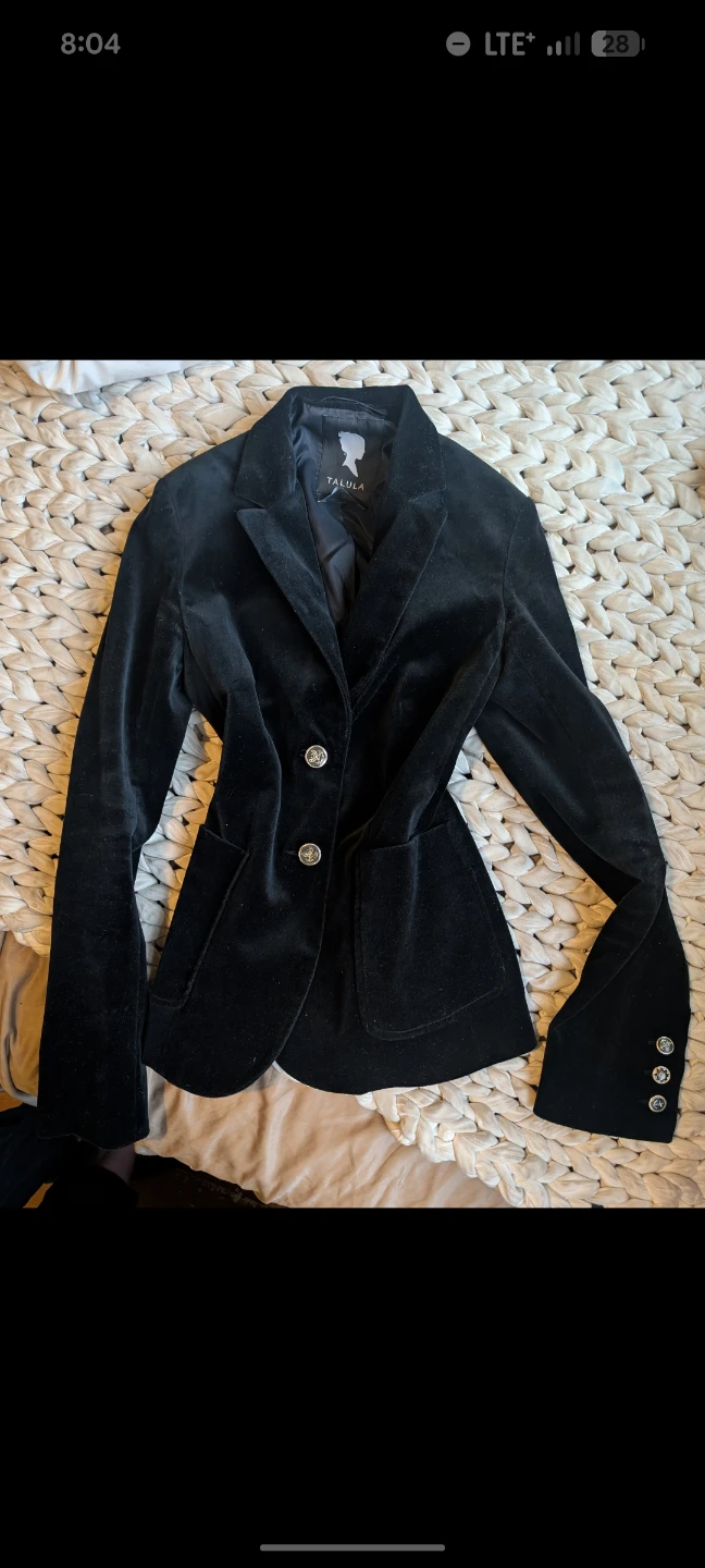 Aritzia Talula Black Velvet Blazer 2