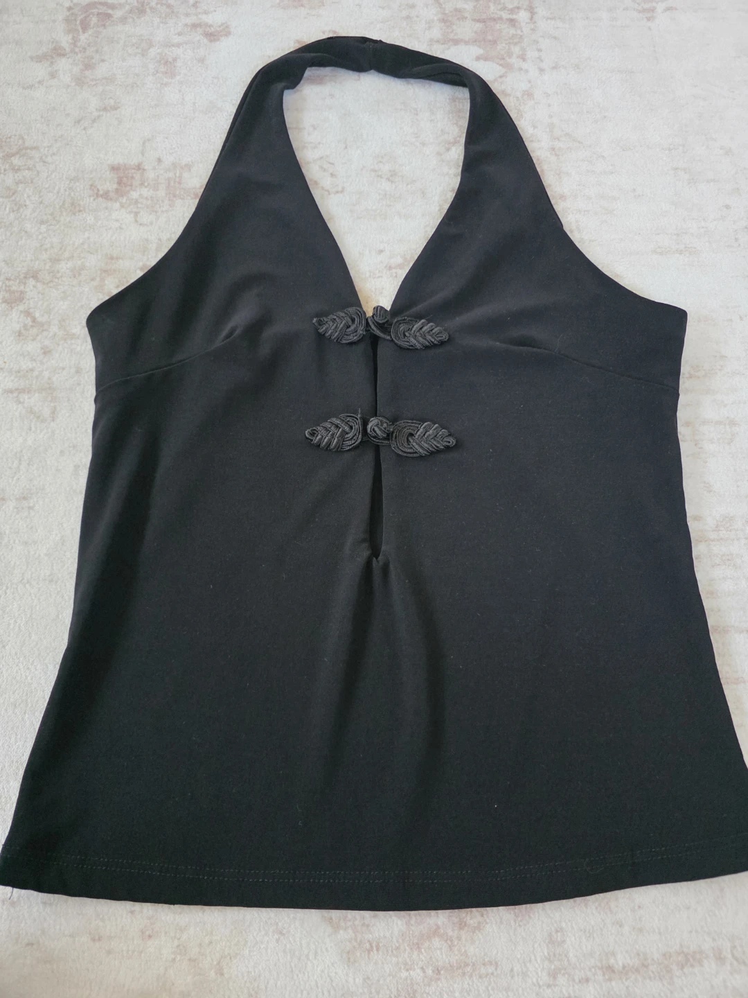 Black Halter Top with Frogs
