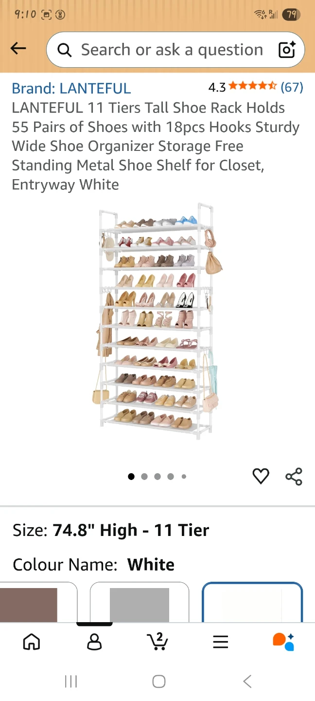 11 Tiers Shoe Rack - White 🌱