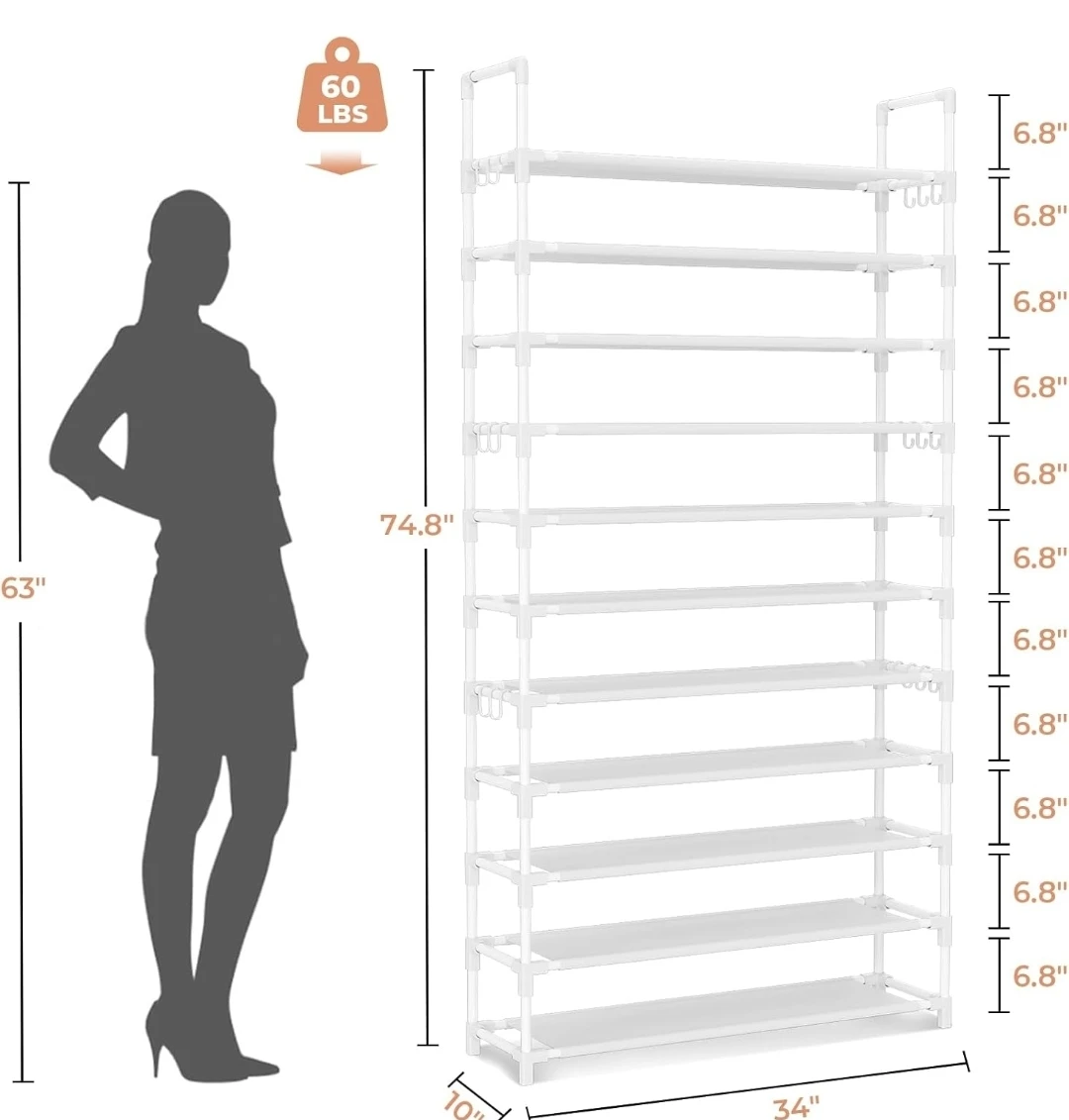 11 Tiers Shoe Rack - White 🌱 - photo 3