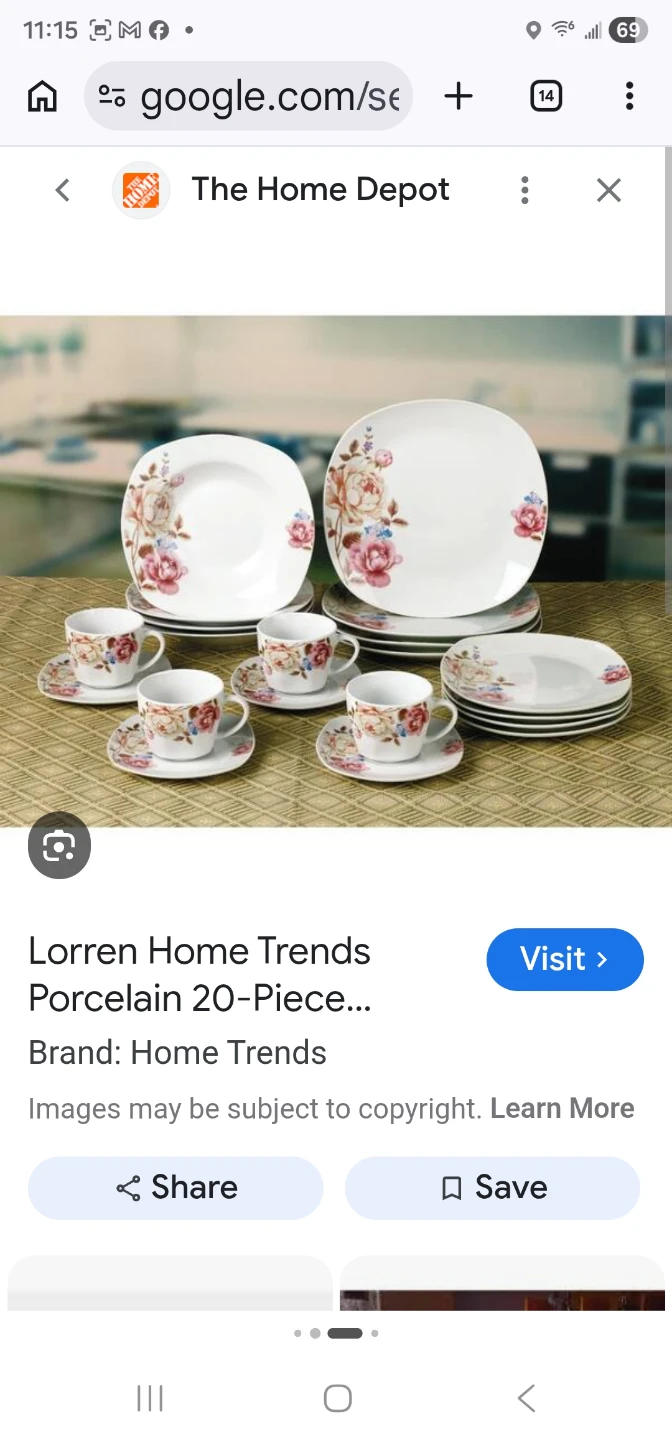 Lorren Home Trends Porcelain 20-Piece Square Dinnerware Set - photo 3