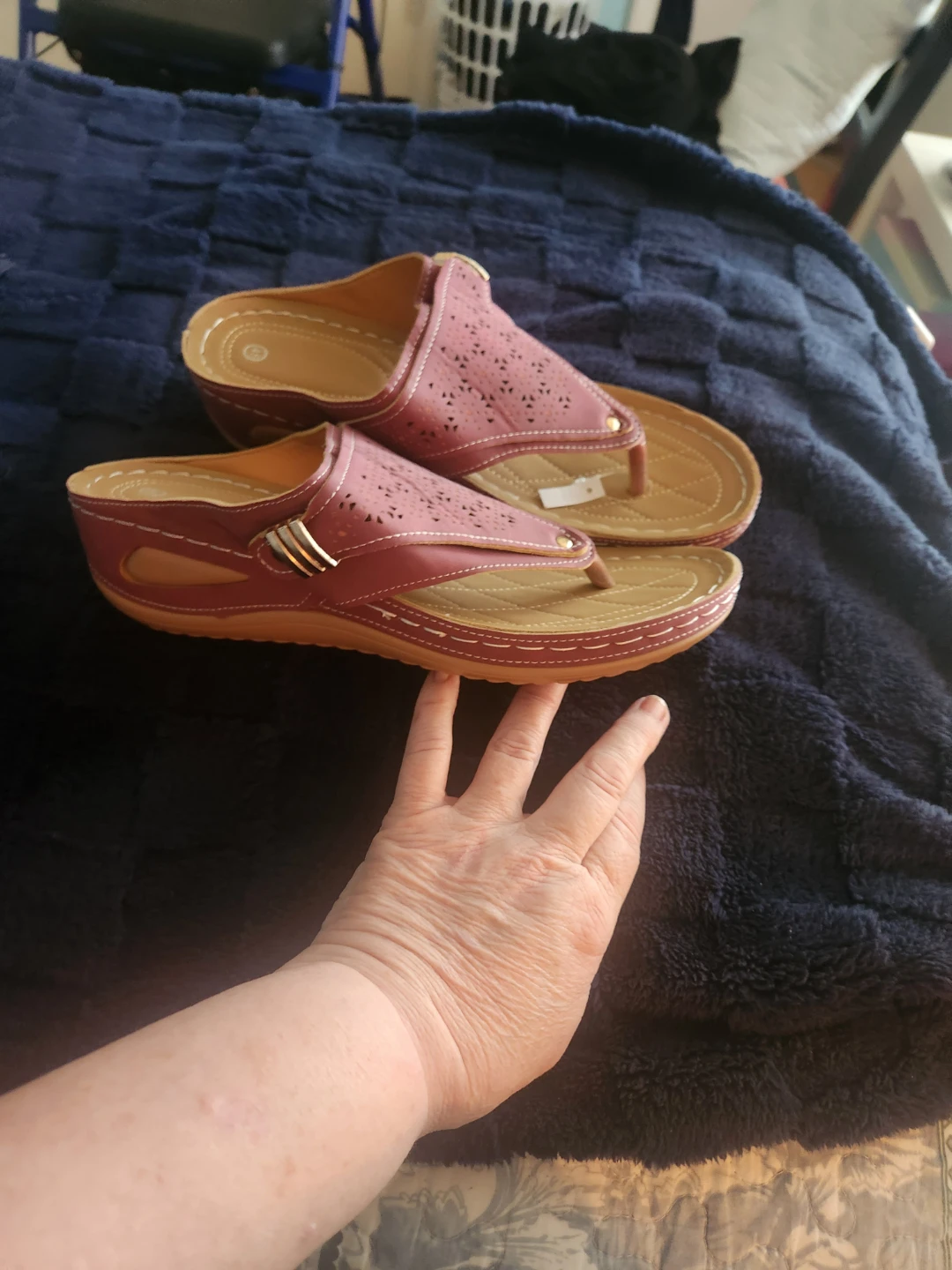 Wedge Thong Sandals - Rose  - Size 45 - photo 2