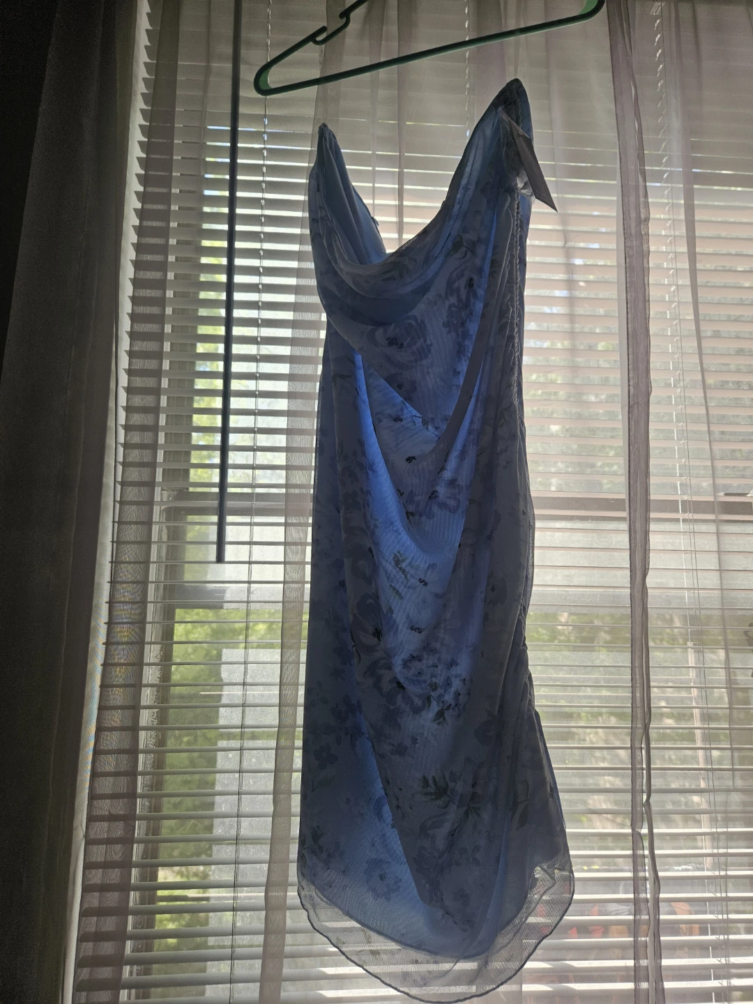 Light Blue Floral Ruched Midi Dress - photo 2