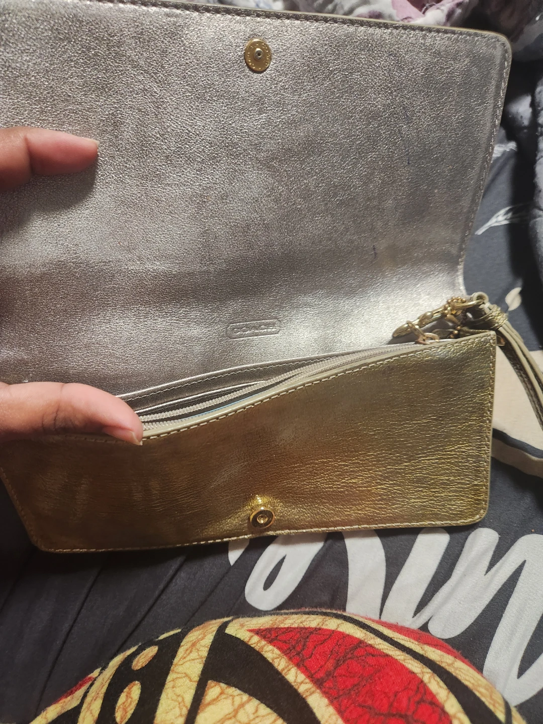 Coach Gold Metallic Leather Wristlet Wallet - photo 3