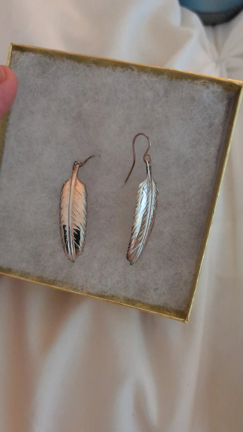 First Nations / Haida Feather Sterling Silver Earrings - photo 2