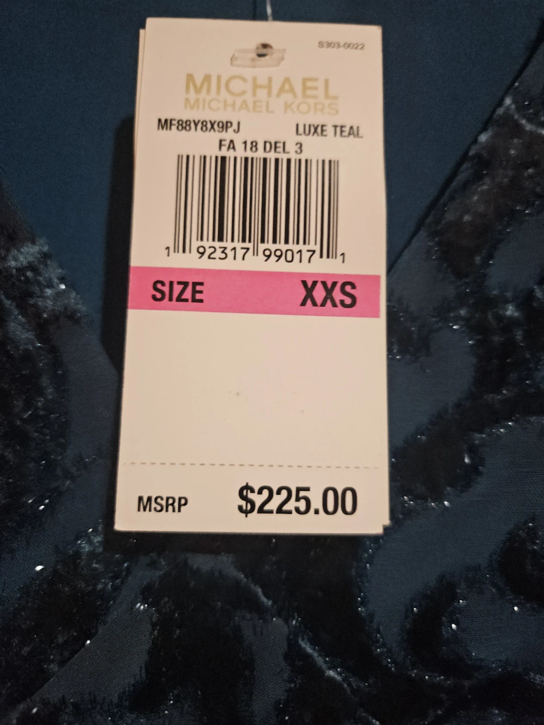 Michael Kors Luxe Teal Velvet Burnout Dress Size XXS - photo 3