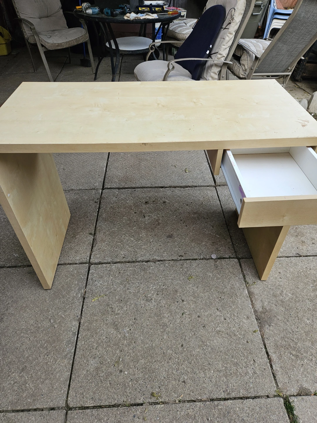 Light Wood Desk with Drawer - photo 3