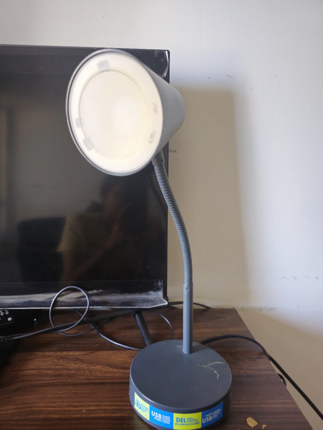 Grey LED Desk Lamp with USB Port