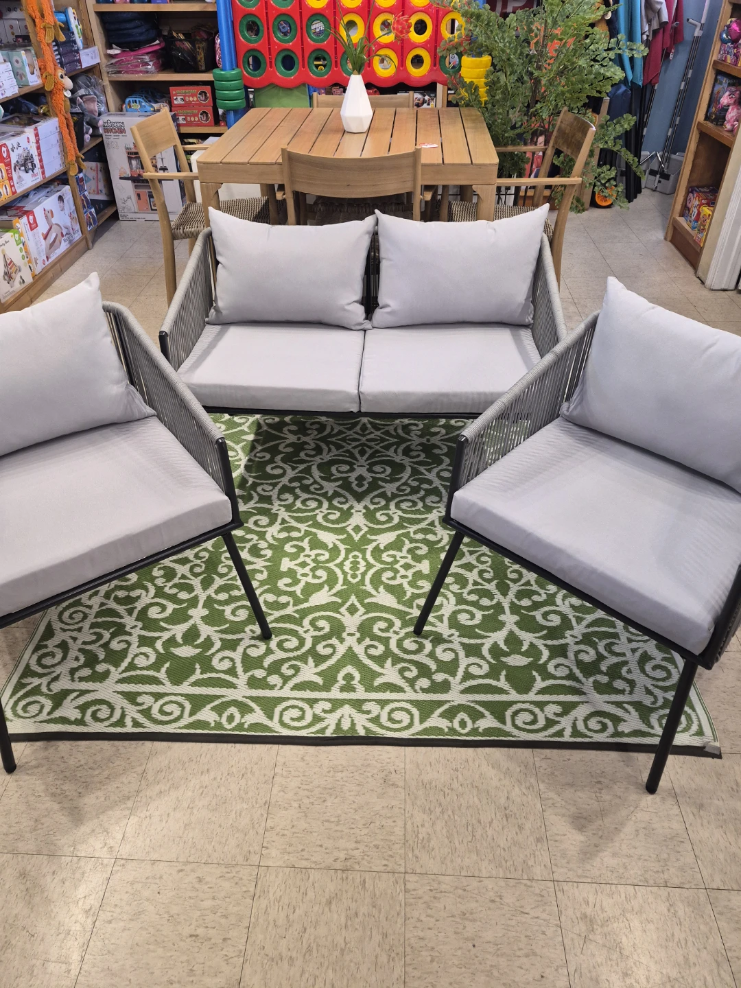 Modern Outdoor Rope Loveseat and Chairs Set with Cushions - photo 3