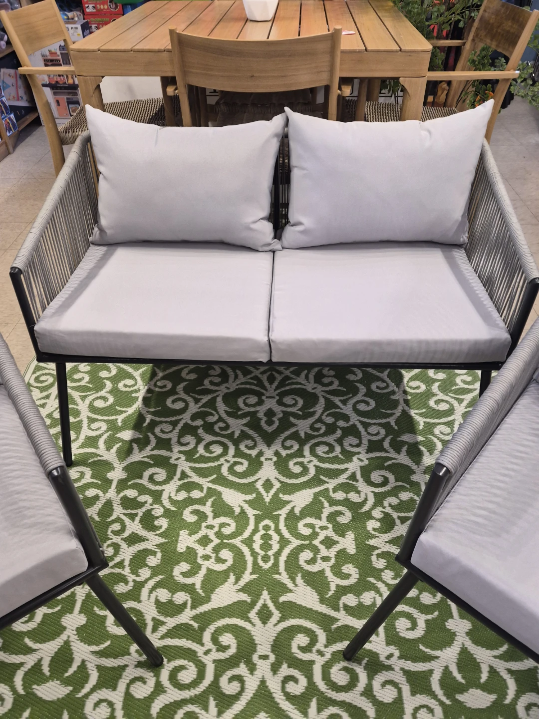 Modern Outdoor Rope Loveseat and Chairs Set with Cushions - photo 4
