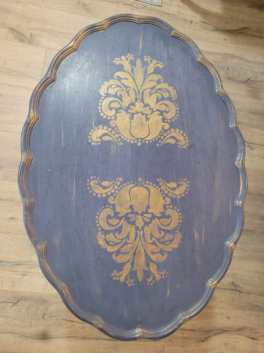 Vintage Style Oval Accent Table - Blue & Gold - photo 2