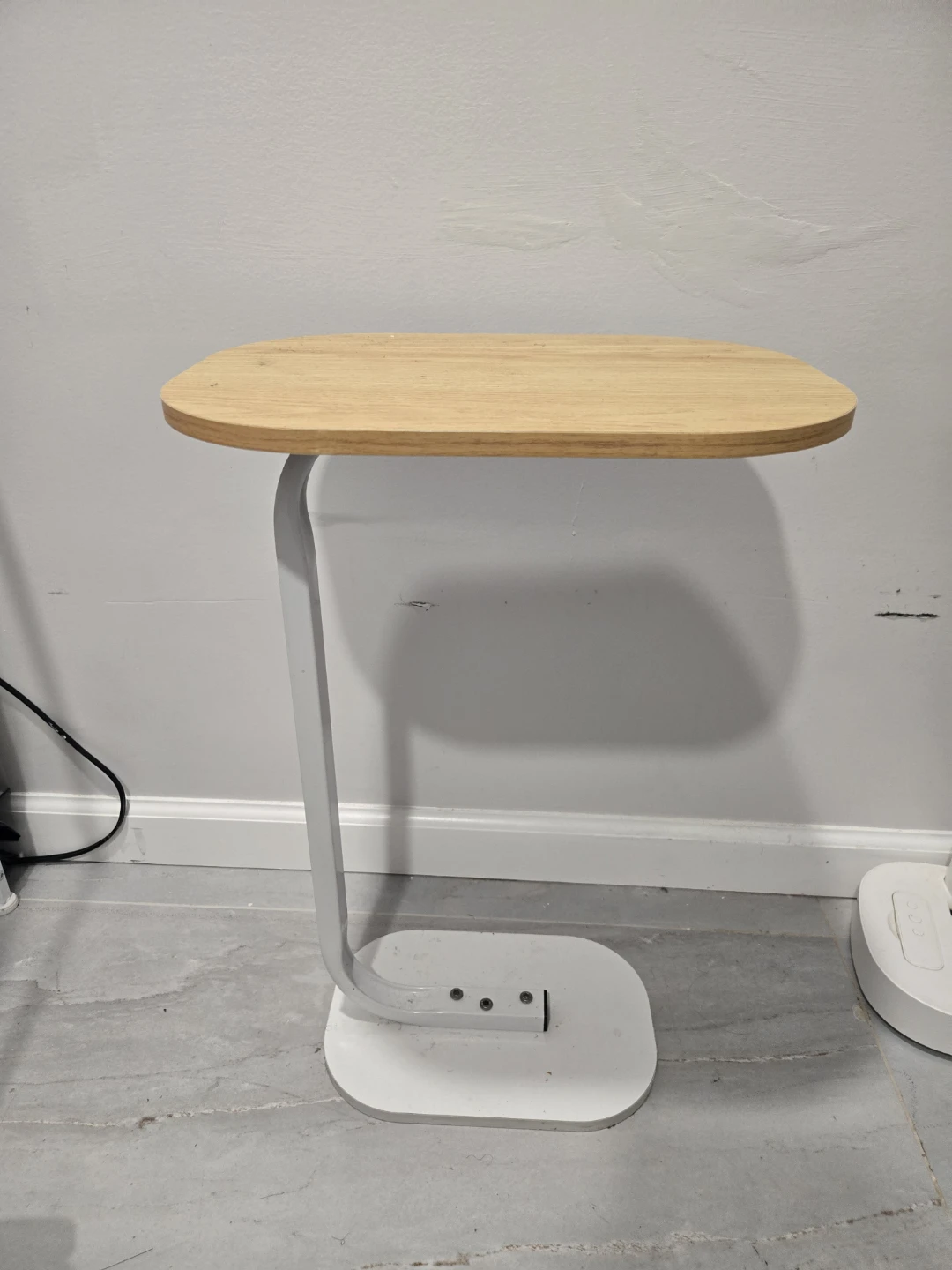 Modern C-Shape Side Table with Wood Top