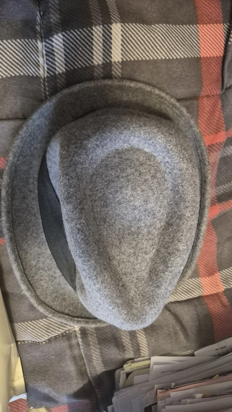Kids Grey Wool Fedora Hat - One Size