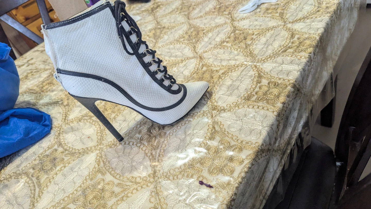 White Lace-Up Stiletto Ankle Boots