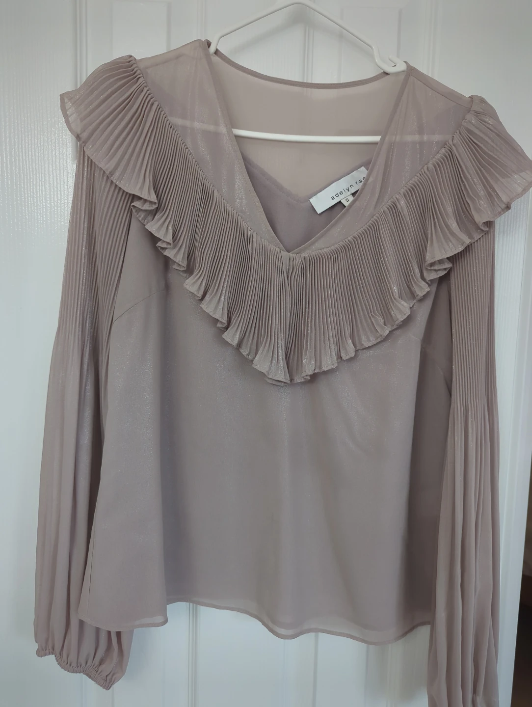 Adelyn Rae Pleated Ruffle Blouse - Size S