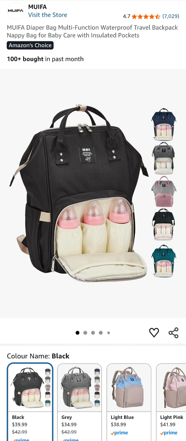 Muifa Diaper Bag - Black