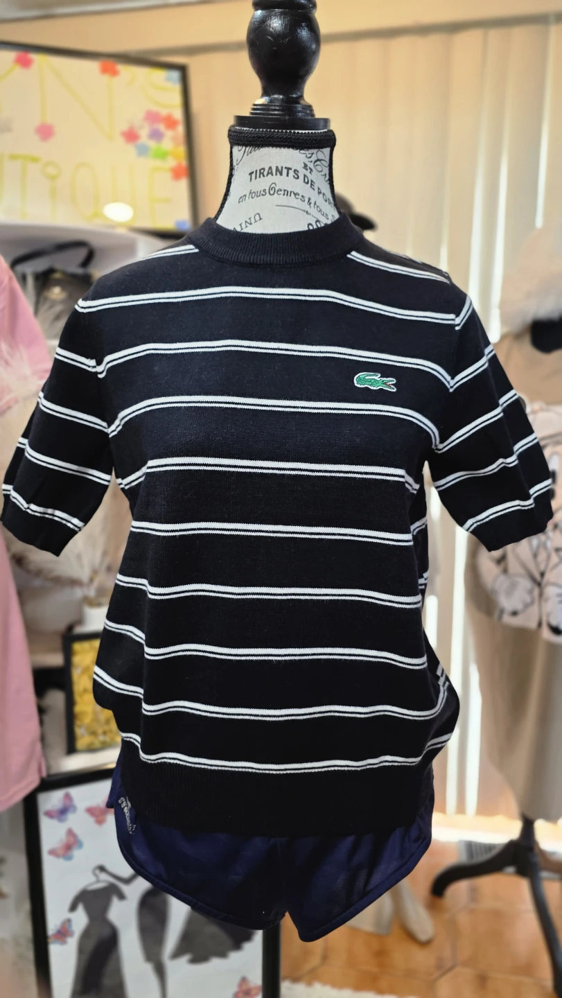 Lacoste Striped Short Sleeve Sweater