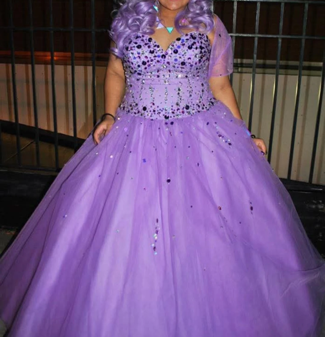Purple Ball Gown with Sequins and Beads