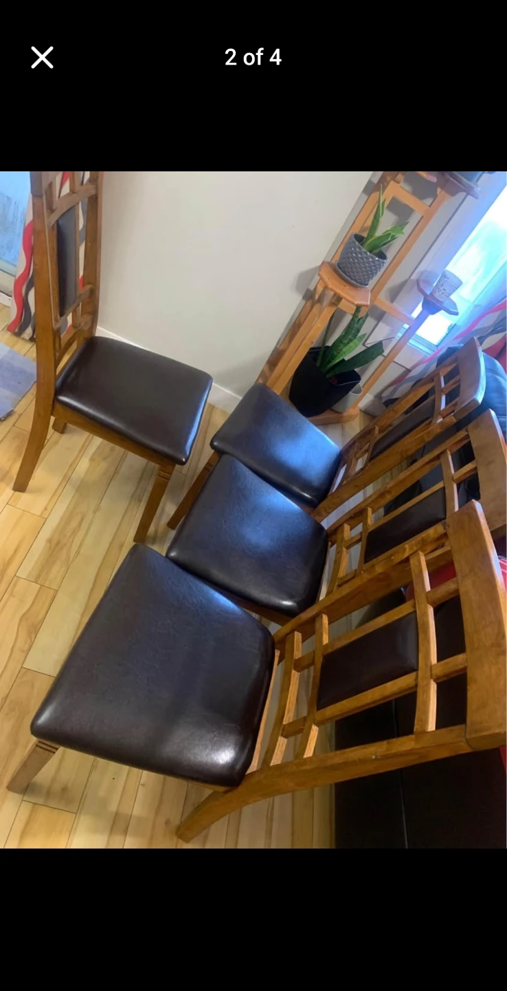 Wooden Dining Table and 4 leather Chairs