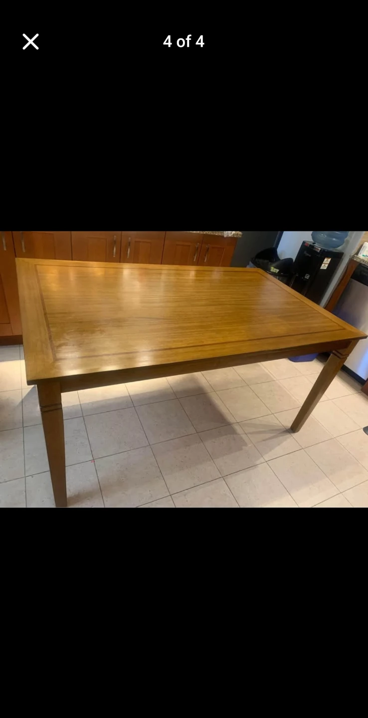 Wooden Dining Table and 4 leather Chairs - photo 3
