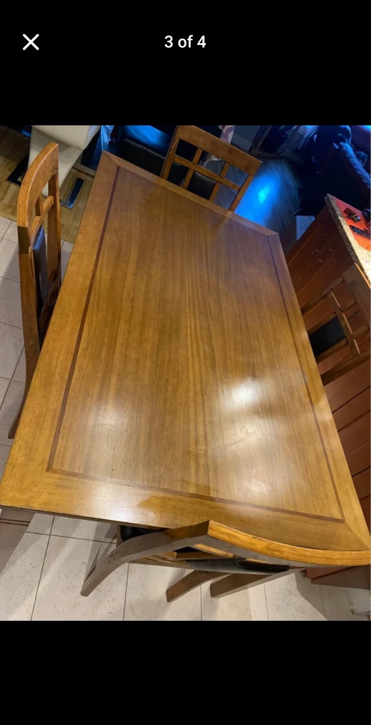 Wooden Dining Table and 4 leather Chairs - photo 4