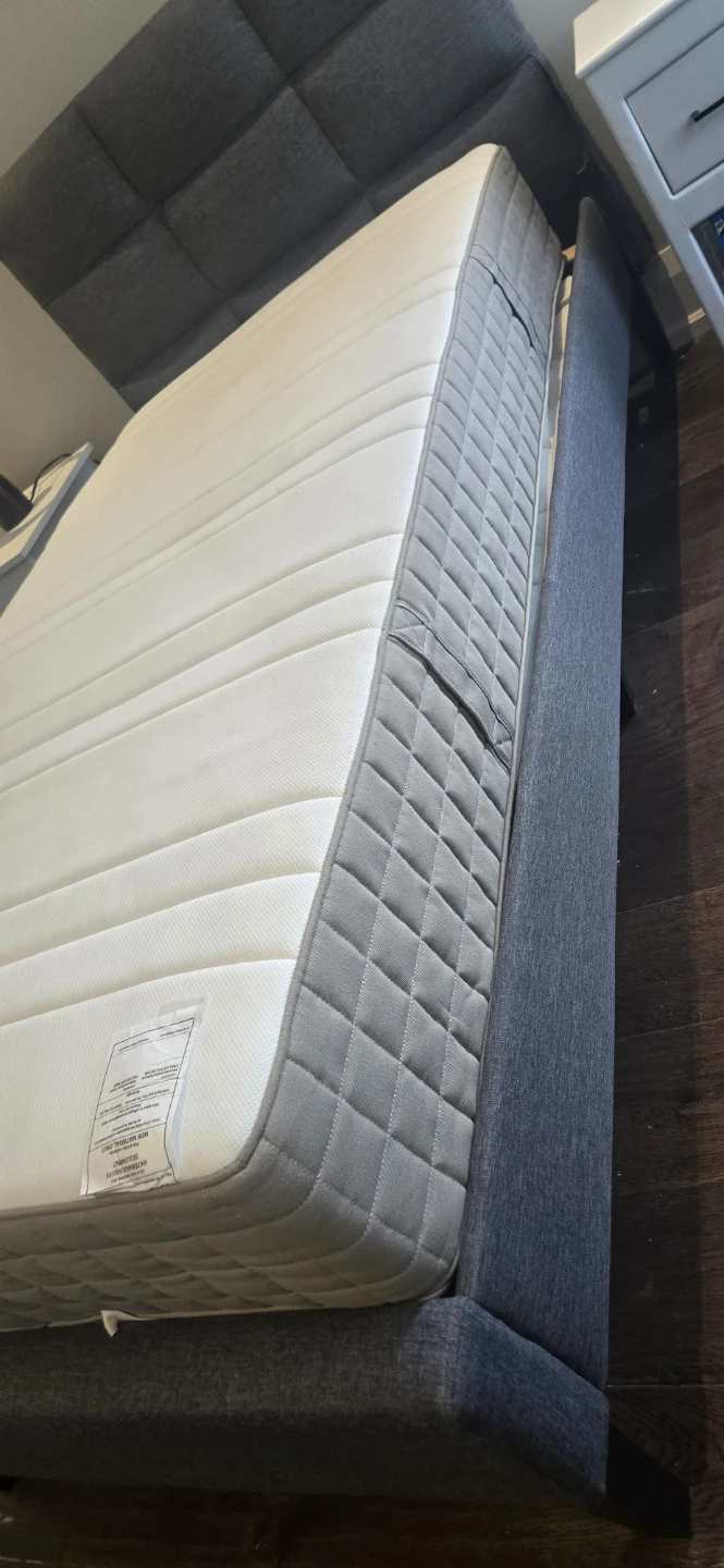 Grey Upholstered Bed Frame with Mattress - photo 2