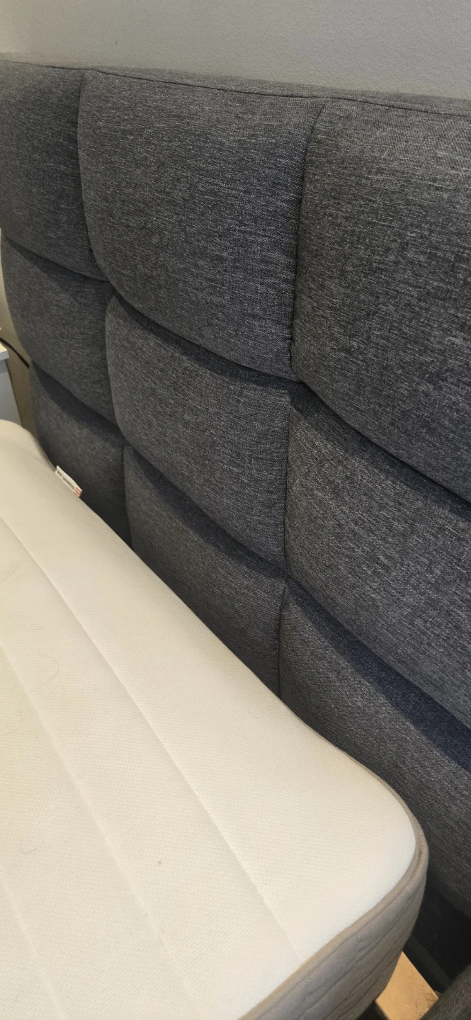 Grey Upholstered Bed Frame with Mattress - photo 4