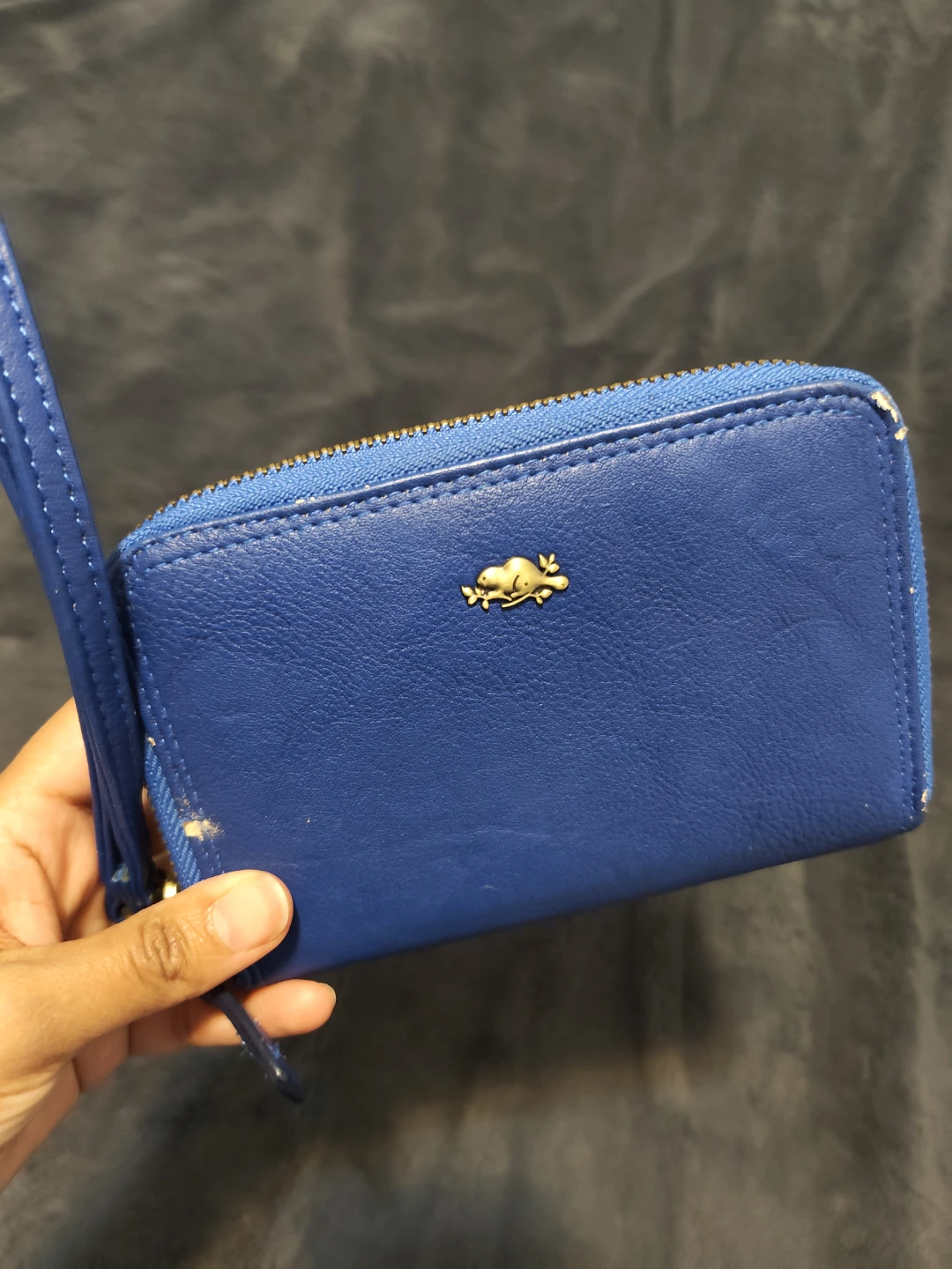 Roots Blue Zip Around Wallet