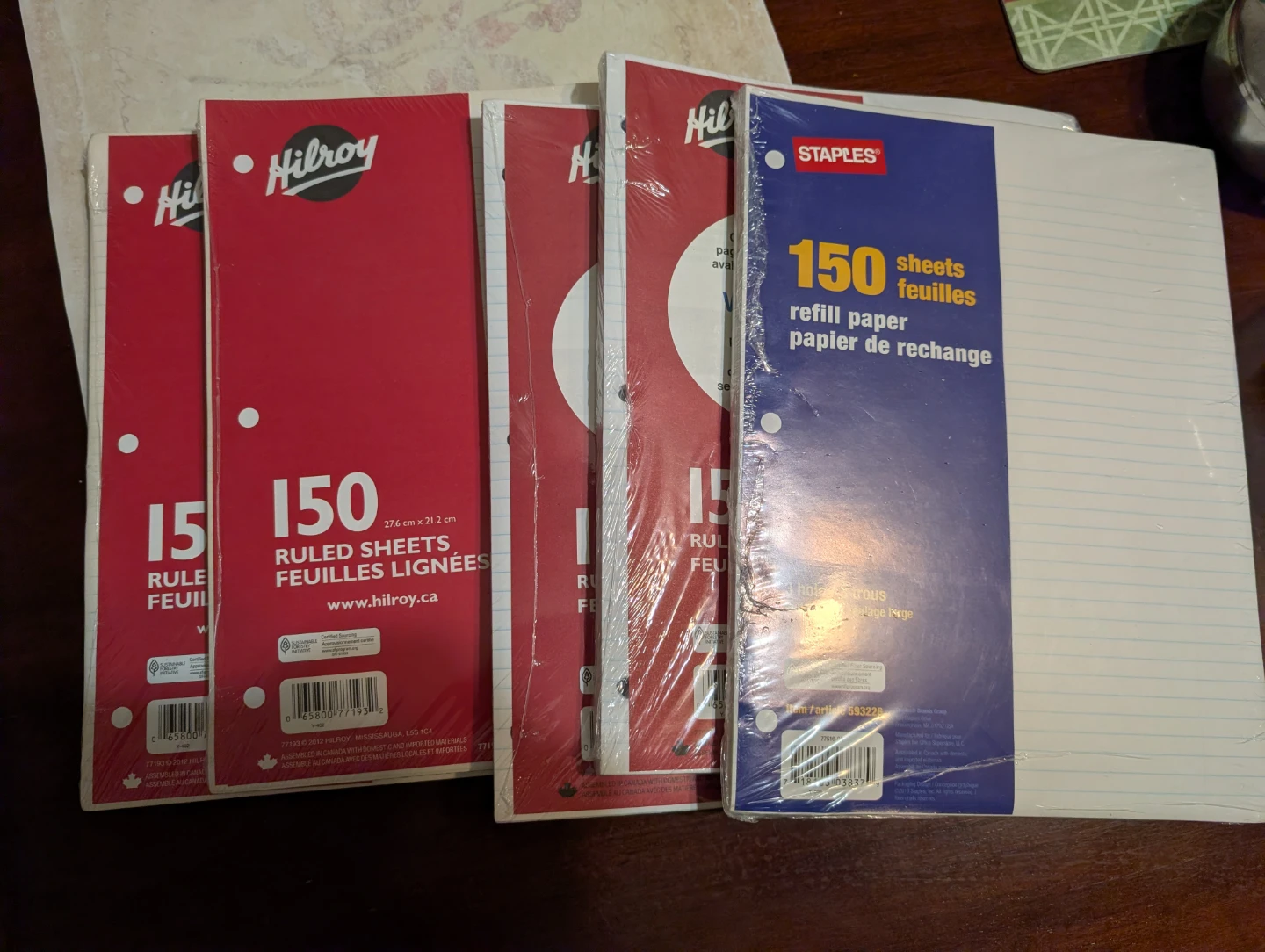750 sheets of lined paper