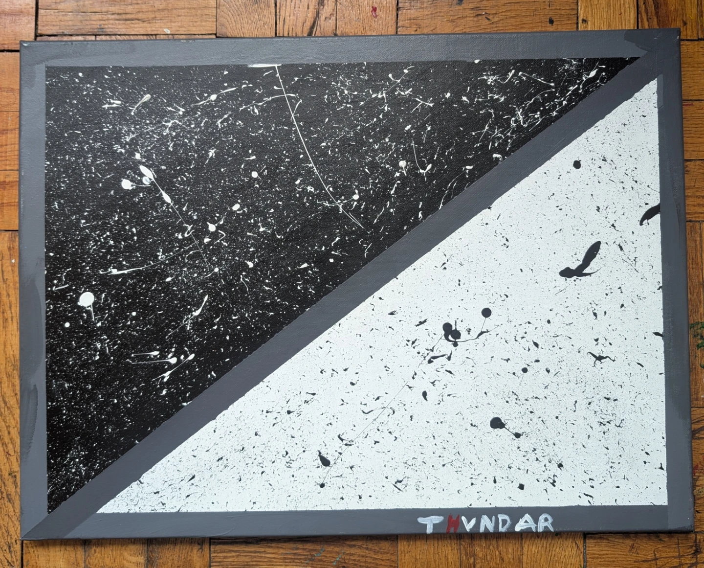 Abstract Splatter Art Canvas Painting - photo 2