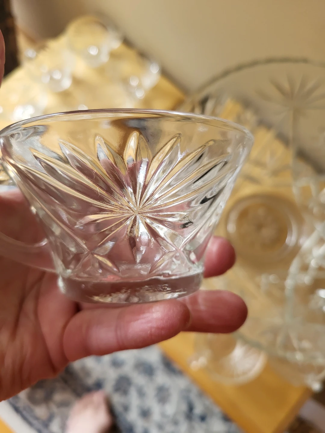Vintage Glass Punch Bowl Set with 11 Cups - photo 2