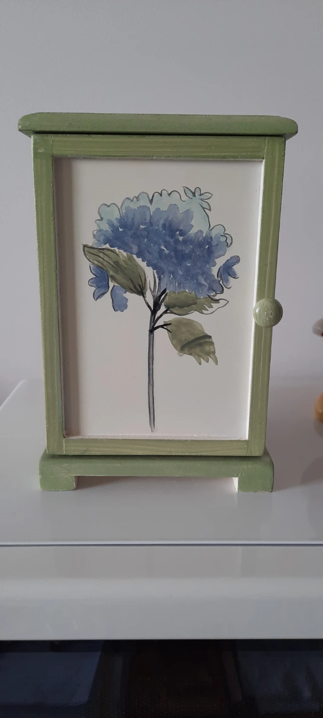 Decorative Trinket Box with Hydrangea Painting